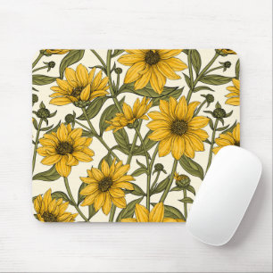 Sunroot, wild sunflower on off white mouse mat