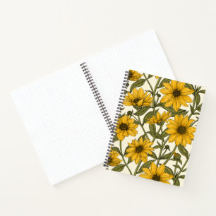 Sunroot, wild sunflower on off white notebook