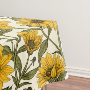 Sunroot, wild sunflower on off white tablecloth
