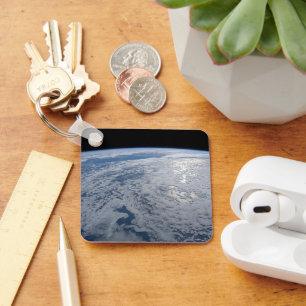 Sun's Glint Beaming On The South Pacific Ocean. Key Ring