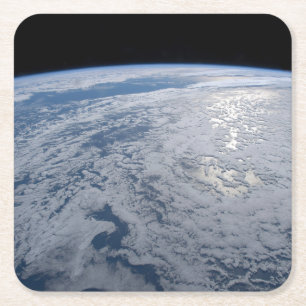 Sun's Glint Beaming On The South Pacific Ocean. Square Paper Coaster