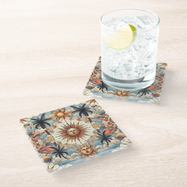 Sun's in Paradise Glass Coaster (Angled)