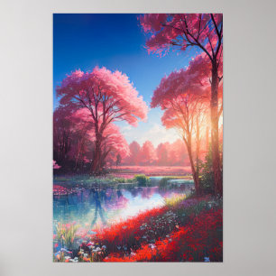 Sun's Last Kiss on the Azure River Poster