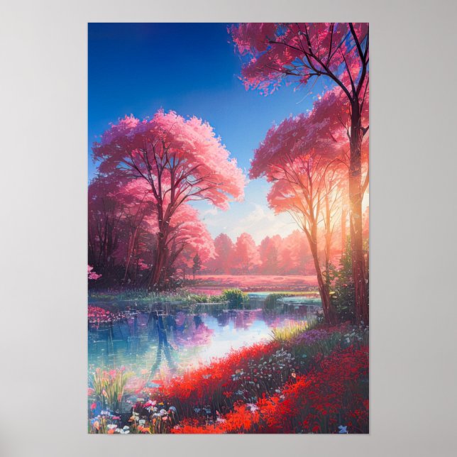 Sun's Last Kiss on the Azure River Poster (Front)