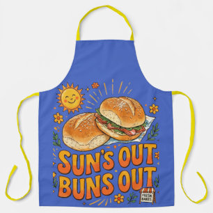 Sun's Out Buns Out Cheerful Retro Summer Design Apron
