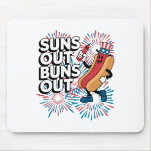 Suns Out Buns Out Funny 4th Of July Hot Dog Patrio Mouse Mat