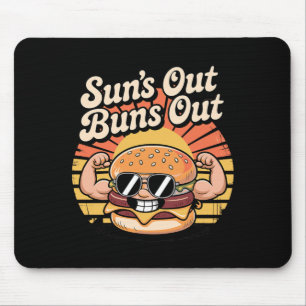 Suns Out Buns Out Funny Burger Bbq Fitness Muscle Mouse Mat