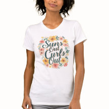 "Suns Out, Curls Out" Spring Floral Graphic Tee
