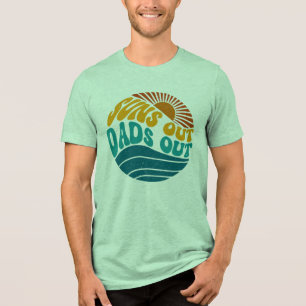 Suns Out Dads Out Retro Sunset Ocean Waves Art Tri-Blend Shirt