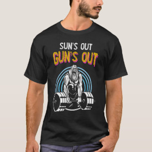 Sun's Out Guns Out Barbell Men Women Bodybuilding  T-Shirt