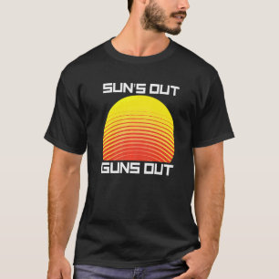 Sun's Out Guns Out Muscle Sunset 4th of July Summe T-Shirt