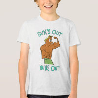 Sun's Out Guns Out Quote Retro Cartoon Muscle Man
