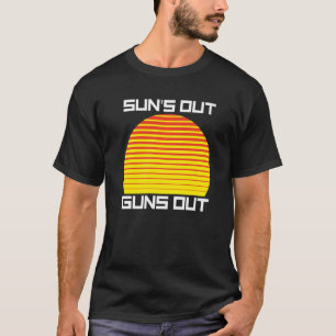 Sun's Out Gun's Out Striped Sunset Muscle Retro Su T-Shirt