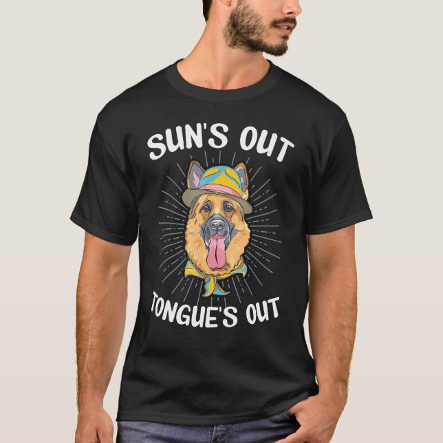 Suns Out Tongues Out German Shepard Shepherd Dog K T-Shirt (Front)