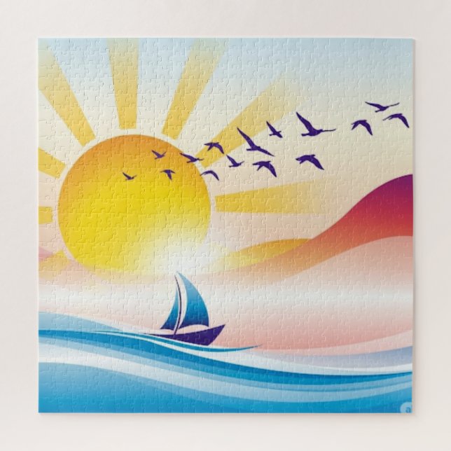 Sun's song over gentle waves jigsaw puzzle (Vertical)