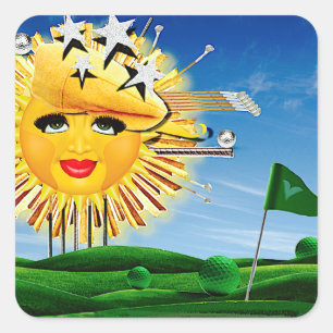 SUNS! SUNSHINE! SUNNY DAY OF GOLF! SQUARE STICKER
