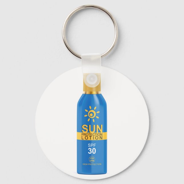 Sunscreen lotion on white key ring (Front)