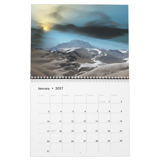 Sunset 2010 calendar (Jan 2027)