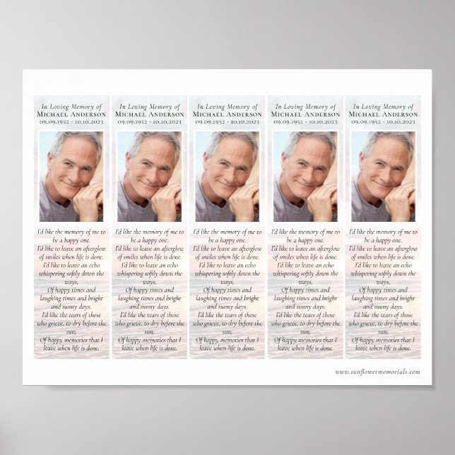 Sunset | 2x7" DIY Funeral Bookmark Template Poster (Front)