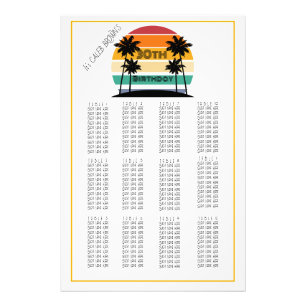 Sunset 30th Retro Stripe Seating Chart  Photo Print