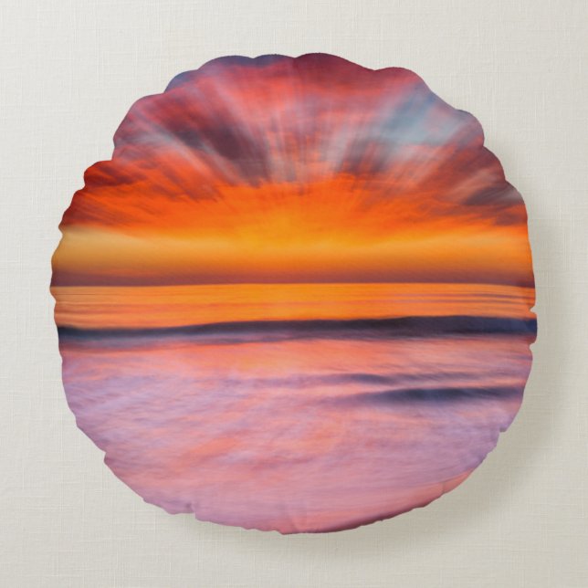 Sunset abstract from Tamarack Beach Round Cushion (Front)