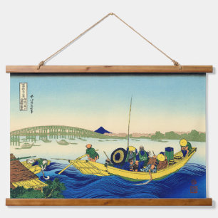 Sunset Across Ryōgoku bridge Katsushika Hokusai Hanging Tapestry