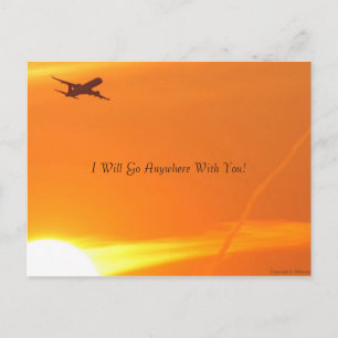 Sunset & Aeroplane Postcard