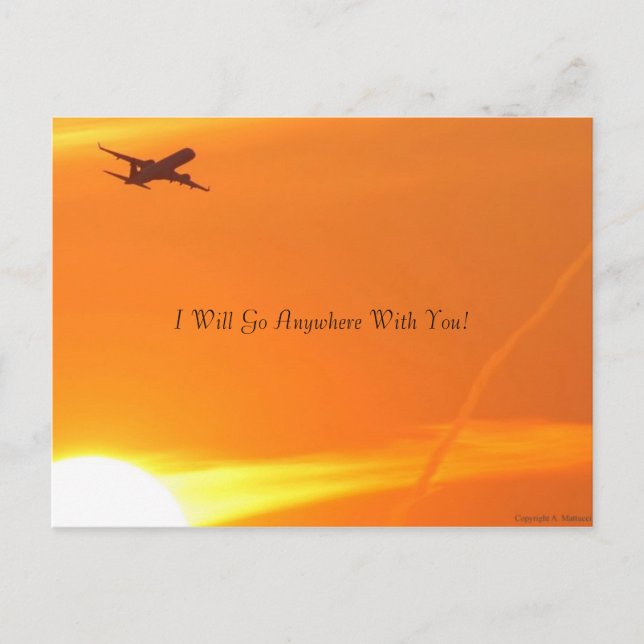 Sunset & Aeroplane Postcard (Front)