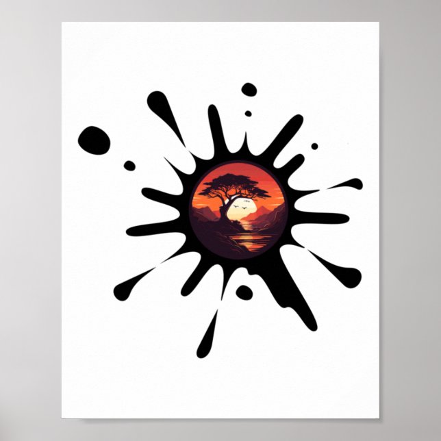 Sunset African Tree Sticker  Poster (Front)