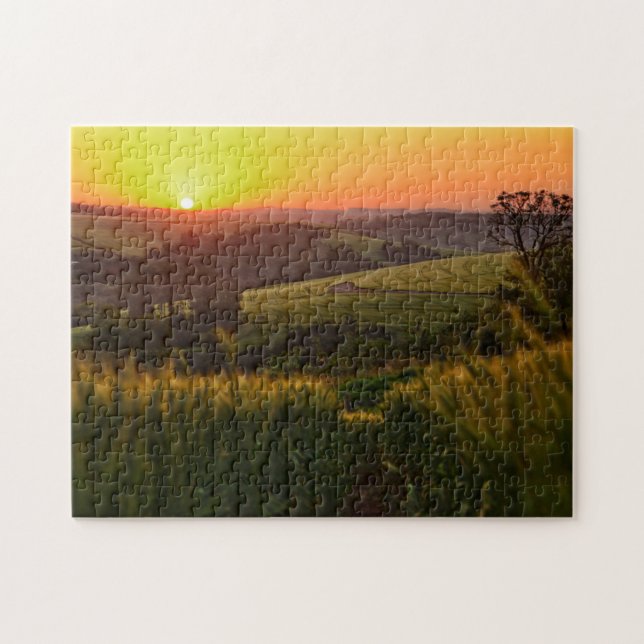 Sunset Agriculture Wheat Jigsaw Puzzle (Horizontal)