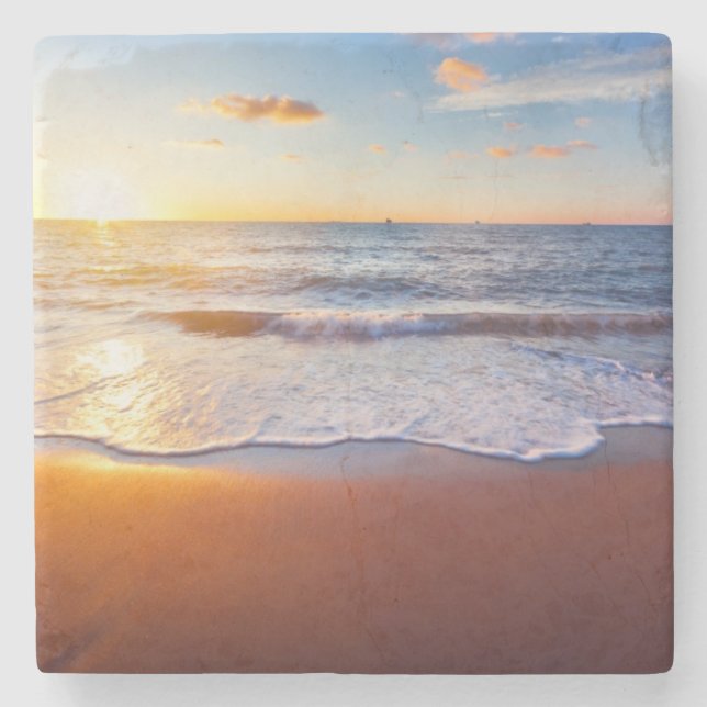 Sunset and beach stone coaster (Front)