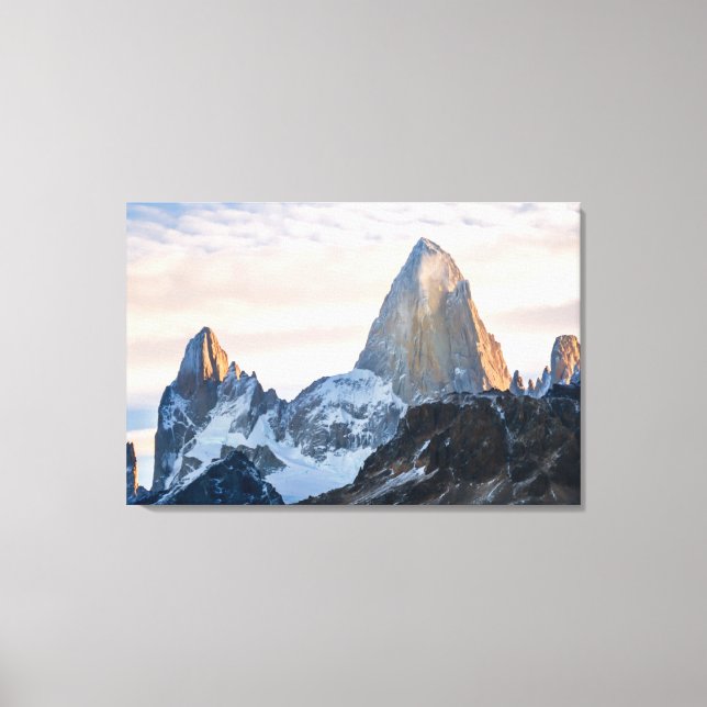 Sunset And Clouds Over Mt Fitzroy Canvas Print (Front)