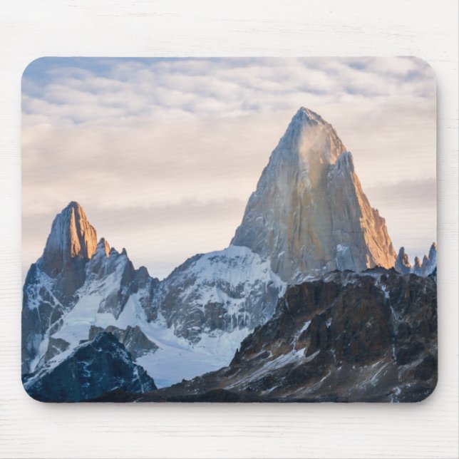 Sunset And Clouds Over Mt Fitzroy Mouse Mat (Front)