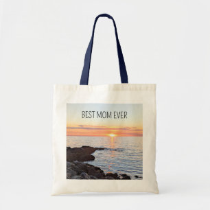 Sunset and Ocean Photo Best Mum Ever  Tote Bag