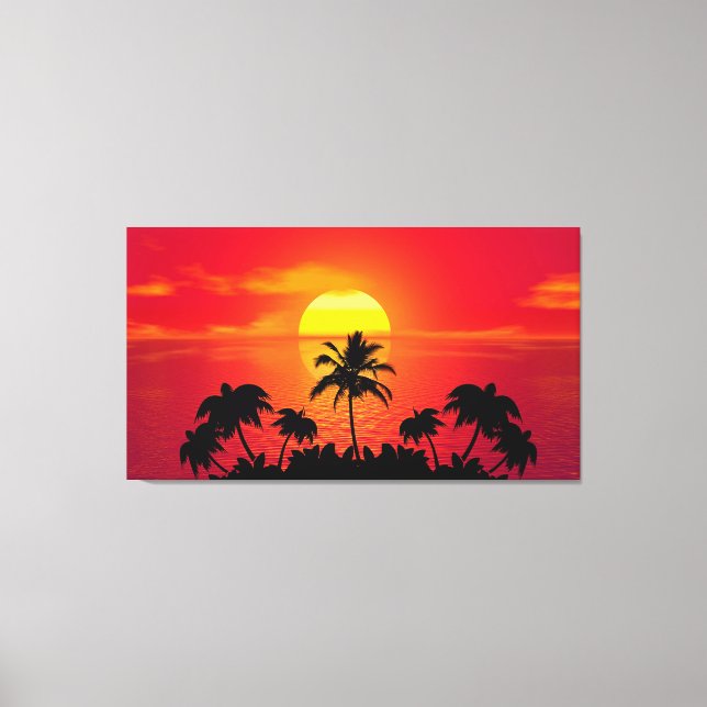 Sunset and Palm Trees Canvas Print (Front)