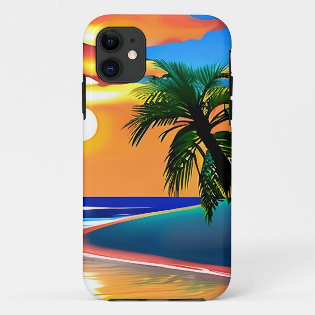 Sunset and Palm Trees Silhouettes  Case-Mate iPhone Case (Back)