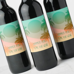 Sunset and Palm Trees Wine Label