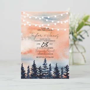 Sunset and Pine Forest Wedding Invitation