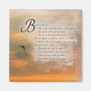 Sunset and Psalms - Bible Verses Psalms 1:1 Magnet