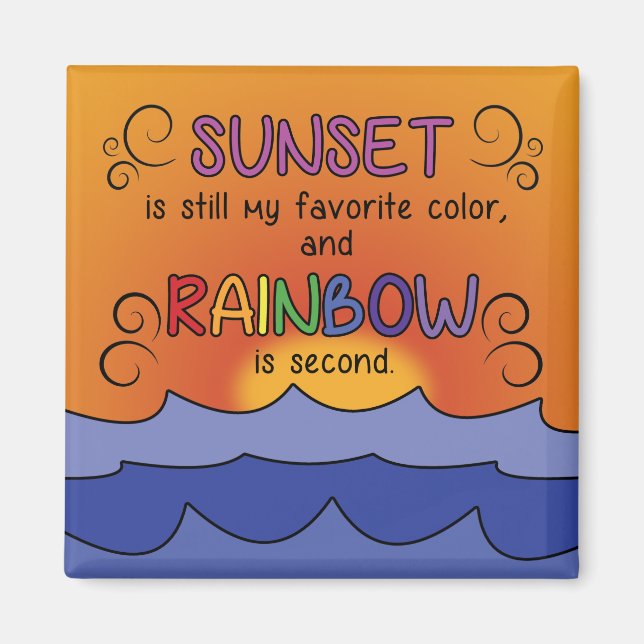 Sunset and Rainbow Magnet - Square (Front)