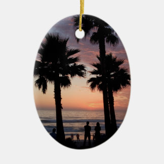 Sunset and Rocky Waves Ornament