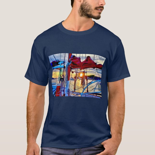 Sunset and Sailboats T-Shirt (Front)