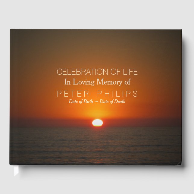 Sunset and Sea Celebration of Life Guest Book (Front)