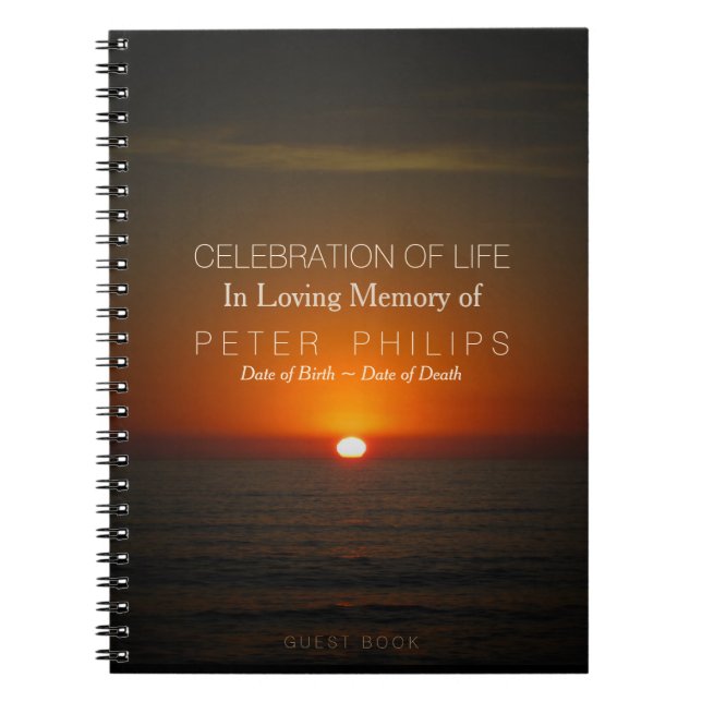 Sunset and Sea Celebration of Life Guest Book (Front)