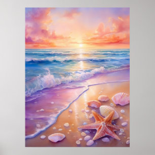 Sunset and Seashells Poster