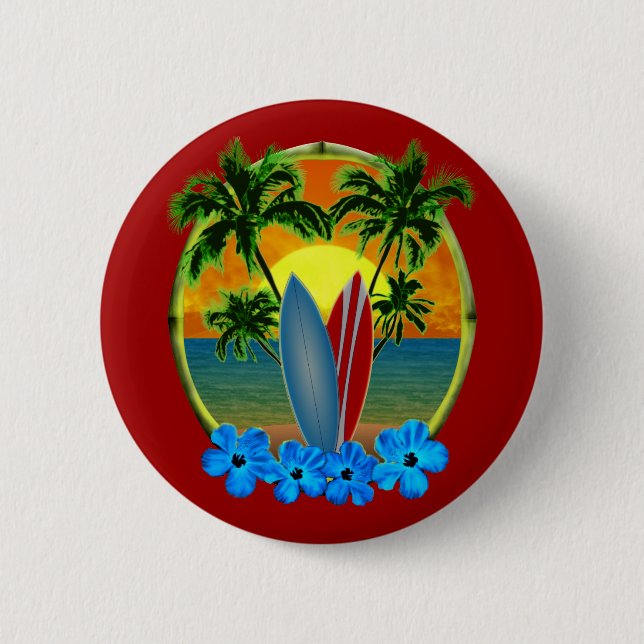 Sunset And Surfboards 6 Cm Round Badge (Front)