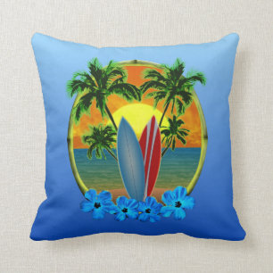 Sunset And Surfboards Cushion