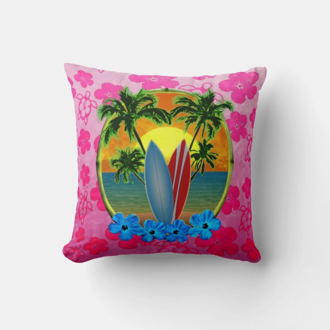 Sunset And Surfboards Cushion (Front)
