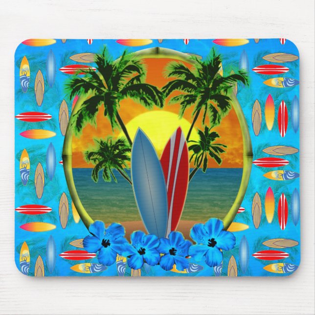 Sunset And Surfboards Mouse Mat (Front)