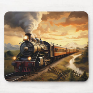 Sunset and Train Mouse Mat